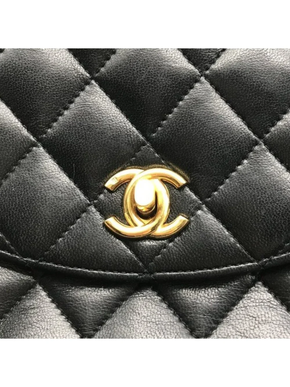 Chanel Chain Shoulder Bag Quilted CC Logo Flap Vintage Black